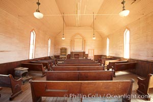 Methodist Church, Green Street, interior, Bodie State Historical Park, California