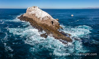 Middle Coronado Rock Island, rough seas all around, aerial photo, Coronado Islands (Islas Coronado)