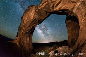 Milky Way and Stars over Broken Arch, Arches National Park, Utah