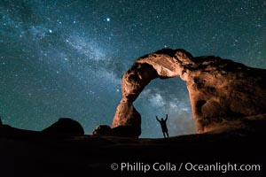 Milky Way and Stars over Delicate Arch, at night, Arches National Park, Utah