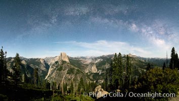 The Milky Way arches over Half Dome, and the Yosemite High Country, Yosemite National Park