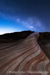 Milky Way galaxy rises above the Fire Wave, Valley of Fire State Park