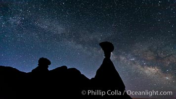 The Milky Way rises in the sky above the Toadstool Hoodoos near the Paria Rimrocks.  Rimrock Hoodoos, Grand Staircase - Escalante National Monument, Utah
