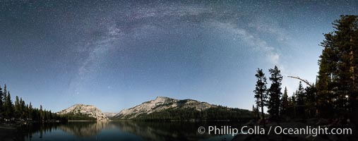 Milky Way over Tenaya Lake, Polly Dome (left), Tenaya Peak (center), Yosemite National Park