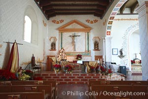 Mission San Luis Obispo del Tolosa, chapel interior.  Established in 1772, Mission San Luis Obispo de Tolosa is a Spanish mission founded by Junipero Serra, first president of the California missions.  It was the fifth in a chain of 21 missions stretching from San Diego to Sonoma.  Built by the Chumash indians living in the area, its combination of belfry and vestibule is unique among California missions.  In 1846 John C. Fremont and his California battalion quartered here while engaged in the war with Mexico