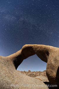 Mobius Arch with the Milky Way galaxy appearing in the night sky above, Alabama Hills Recreational Area