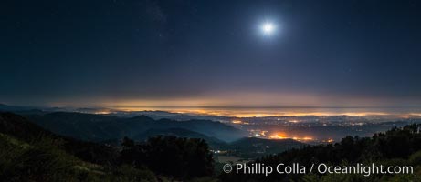 Moon and Stars over Pauma Valley, viewed from Palomar Mountain State Park