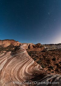 The Fire Wave by Moonlight, stars and the night sky, Valley of Fire State Park