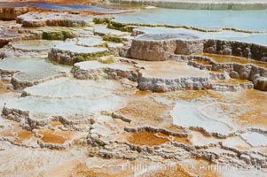 New Blue Spring and its travertine terraces, part of the Mammoth Hot Springs complex, Yellowstone National Park, Wyoming