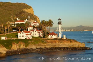 New Point Loma Lighthouse, situated on the tip of Point Loma Peninsula, marks the entrance to San Diego Bay.  The lighthouse rises 70' and was built in 1891 to replace the "old"  Point Loma Lighthouse which was often shrouded in fog