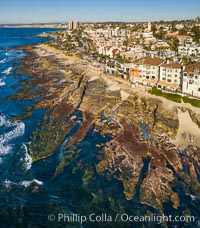 Nicholson Point and Hospitals Beach, aerial photo, extreme low tide, La Jolla, California