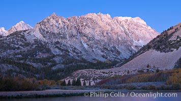 North Lake and Sierra Nevada, predawn alpenglow lights the peaks, Bishop Creek Canyon Sierra Nevada Mountains