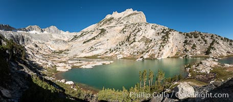 North Peak (12,242') over Conness Lake, water colored by glacier runoff, Hoover Wilderness, Conness Lakes Basin