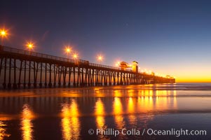 Oceanside Pier at dusk, sunset, night.  Oceanside