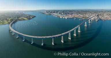 Panoramic Aerial Photo of San Diego Coronado Bay Bridge