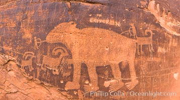 Petroglyphs and native American rock art, Moab, Utah