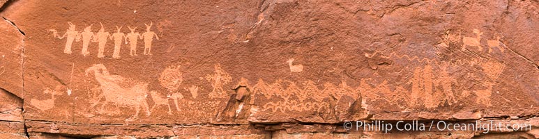 Petroglyphs and native American rock art, Moab, Utah