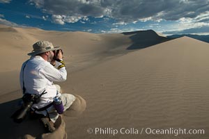 Photographer at Eureka Valley Sand Dunes, Eureka Dunes, Death Valley National Park, California