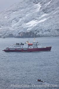 M/V Polar Star at anchor in a snowstorm, Cooper Bay