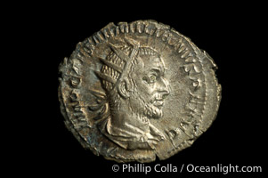 Roman emperor Aemillian (253 A.D.), depicted on ancient Roman coin (silver, denom/type: Antoninianus)