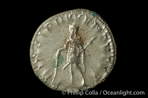 Roman emperor Herennius Etruscus (250-251 A.D.), depicted on ancient Roman coin (silver, denom/type: Antoninianus) (Antoninianus aVF/aF, RSC 26.)