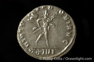 Roman emperor Probus (276-282 A.D.), depicted on ancient Roman coin (bronze, denom/type: Antoninianus) (Antoninianus, EF+, VanMeter 59 var, RIC 821. Obverse: IMP C M AVR PROBVS P F AVG. Reverse: VIRTVS PROBI AVG, XXIVI exergue.)