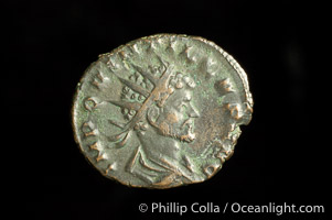 Roman emperor Quintillus (270 A.D.), depicted on ancient Roman coin (bronze, denom/type: Antoninianus)