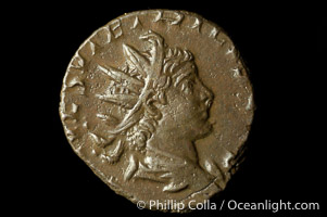 Roman emperor Tetricus II (273-274 A.D.), depicted on ancient Roman coin (bronze, denom/type: Antoninianus)