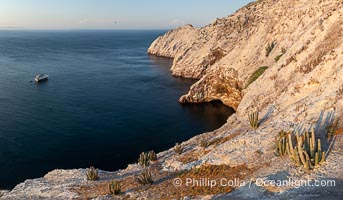 Rugged Terrain of Isla San Pedro Martir, Sea of Cortez. Aerial photo. The large bird population deposits enormous quantities of guano on the island, resulting in the white appearance of the island contrasted with sparse vegetation. In the late 19th and early 20th century guano was heavily mined off the island and shipped as far as Europe for use as fertilizer. San Pedro Martir is seldom visited, having near vertical sides leaving only questionable fair weather anchorages in two locations. Landing access was possible near a small isthmus in the southeast of the island, but is now forbidden. In 2005, the island was classified along with 244 others as a World Heritage Site by UNESCO, and included in the Islands and Protected Areas of the Gulf of California