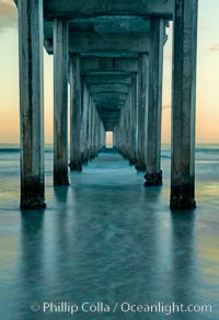 Scripps Pier, predawn abstract study of pier pilings and moving water, Scripps Institution of Oceanography, La Jolla, California