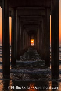 Scripps Pier solstice, sunset aligned perfectly with the pier, Scripps Institution of Oceanography, La Jolla, California