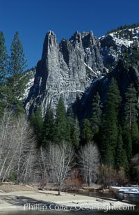 Sentinel Rock and Merced River, Yosemite Valley, Yosemite National Park, California