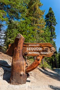 Sequoia National Forest entry sign, Sequoia Kings Canyon National Park, California