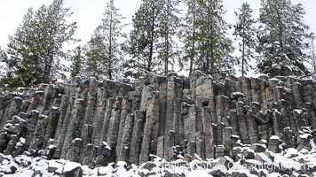 Sheepeater Cliffs, an example of columnar jointing in basalt due to shrinkage during cooling, Yellowstone National Park, Wyoming