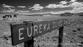 Sign to Eureka Dunes and Eureka Valley, Death Valley National Park, California