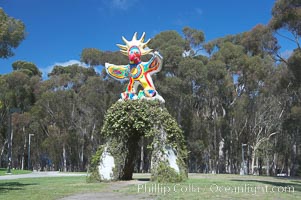 Sun God is a strange artwork, the first in the Stuart Collection at University of California San Diego (UCSD).  Commissioned in 1983 and produced by Niki de Sainte Phalle, Sun God has become a landmark on the UCSD campus, University of California, San Diego, La Jolla