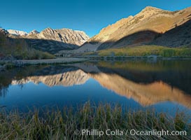 Sunrise in the Sierra Nevada, Paiute Peak reflected in North Lake in the eastern Sierra Nevada, in autumn, Bishop Creek Canyon Sierra Nevada Mountains