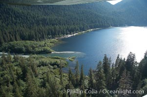 Megin Lake, aerial photo, near Tofino on the west coast of Vancouver Island