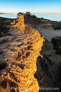 Broken Hill by the first light of dawn, overlooking the Pacific Ocean and Torrey Pines State Reserve, San Diego, California