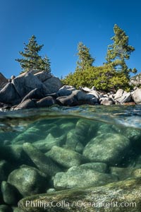 Trees and rocks in Lake Tahoe, Sand Harbor State Park