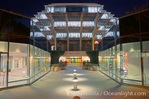 UCSD Library glows with light in this night time exposure (Geisel Library, UCSD Central Library), University of California, San Diego, La Jolla