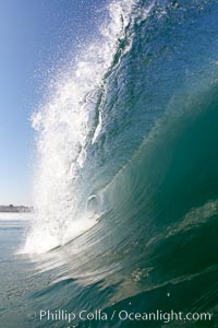 Dawn patrol morning surf, hollow wave, Cardiff by the Sea, California