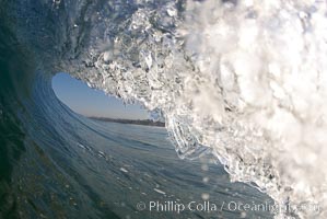 Cresting wave, morning light, glassy water, surf, Cardiff by the Sea, California