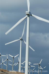 Wind turbines provide electricity to Palm Springs and the Coachella Valley. San Gorgonio pass, San Bernardino mountains, San Gorgonio Pass