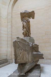 The Winged Victory of Samothrace, also called the Nike of Samothrace, is a 2nd century BC marble sculpture of the Greek goddess Nike (Victory). The Nike of Samothrace, discovered in 1863, is estimated to have been created around 190 BC, Musee du Louvre, Paris, France