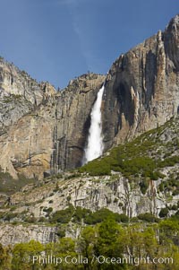 Yosemite Falls at peak flow in late spring, viewed from Cooks Meadow, Yosemite National Park, California