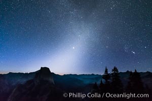 Zodiacal Light and planet Jupiter in the northeastern horizon, above Half Dome and the Yosemite high country, Glacier Point, Yosemite National Park, California