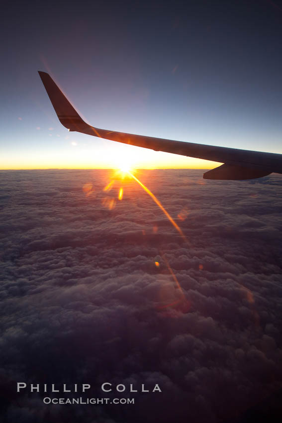 Clouds and sunrise, at 35000 feet., natural history stock photograph, photo id 26195