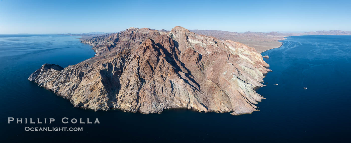 Eastern Promontory of Isla Angel de la Guarda, Aerial Photo, Sea of Cortez, Mexico.  Guardian Angel island is part of the Midriff Islands in Mexico's Sea of Cortez. Baja California, natural history stock photograph, photo id 40345