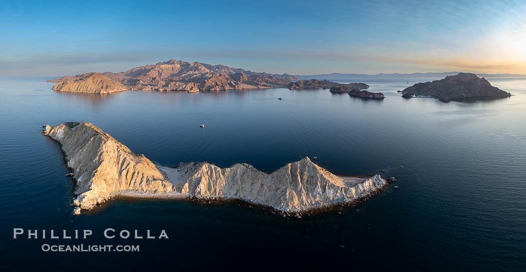 Isla Angel de la Guarda at Sunset, Aerial Photo, Sea of Cortez, Mexico.  Guardian Angel island is part of the Midriff Islands in Mexico's Sea of Cortez. Baja California, natural history stock photograph, photo id 40334